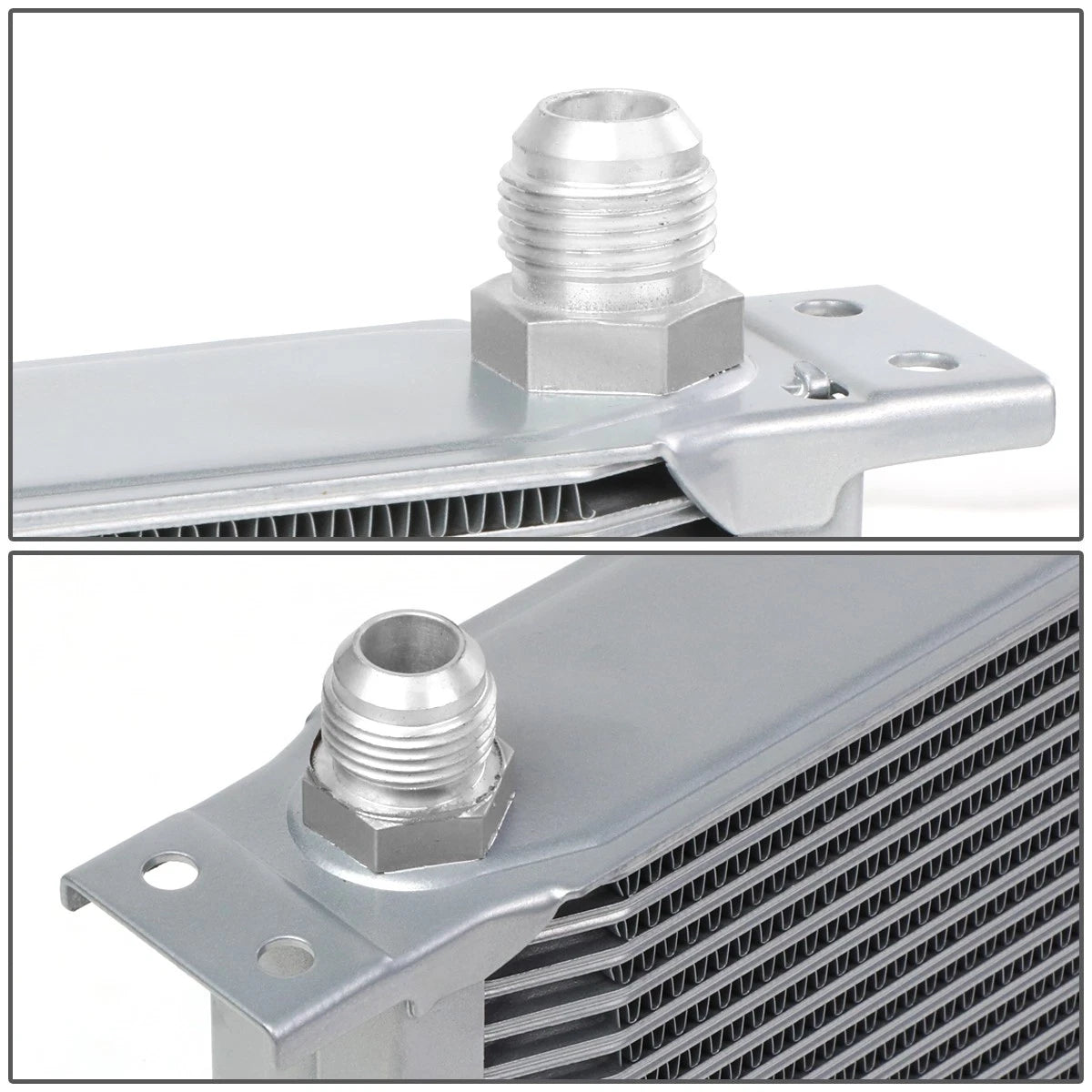 10-AN Oil Cooler for Racing Engine/Transmission (19 Row, Silver Aluminum)