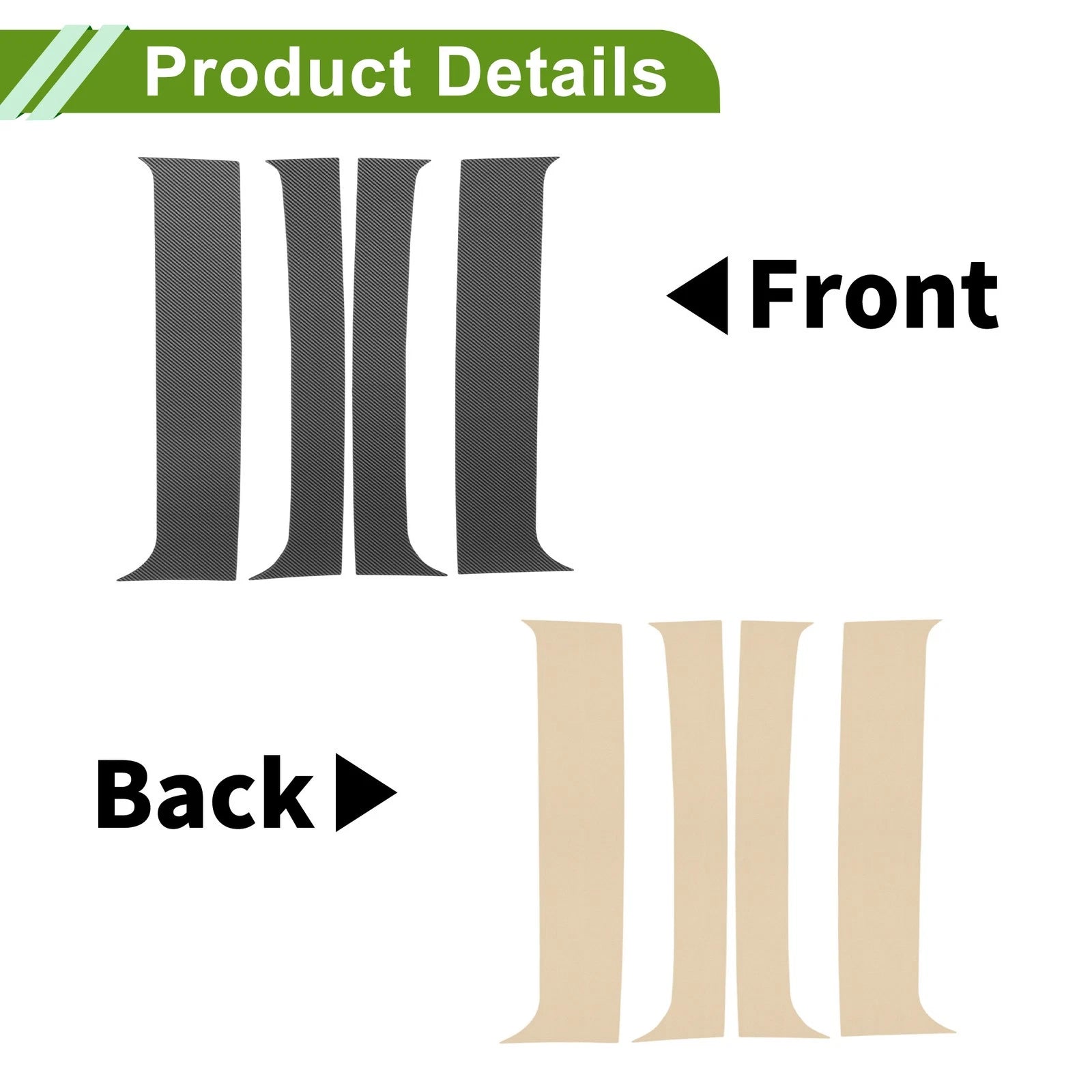 Set of 4 Pillar Window Trim for Chevy Blazer (1995–2005) Carbon Fiber Black