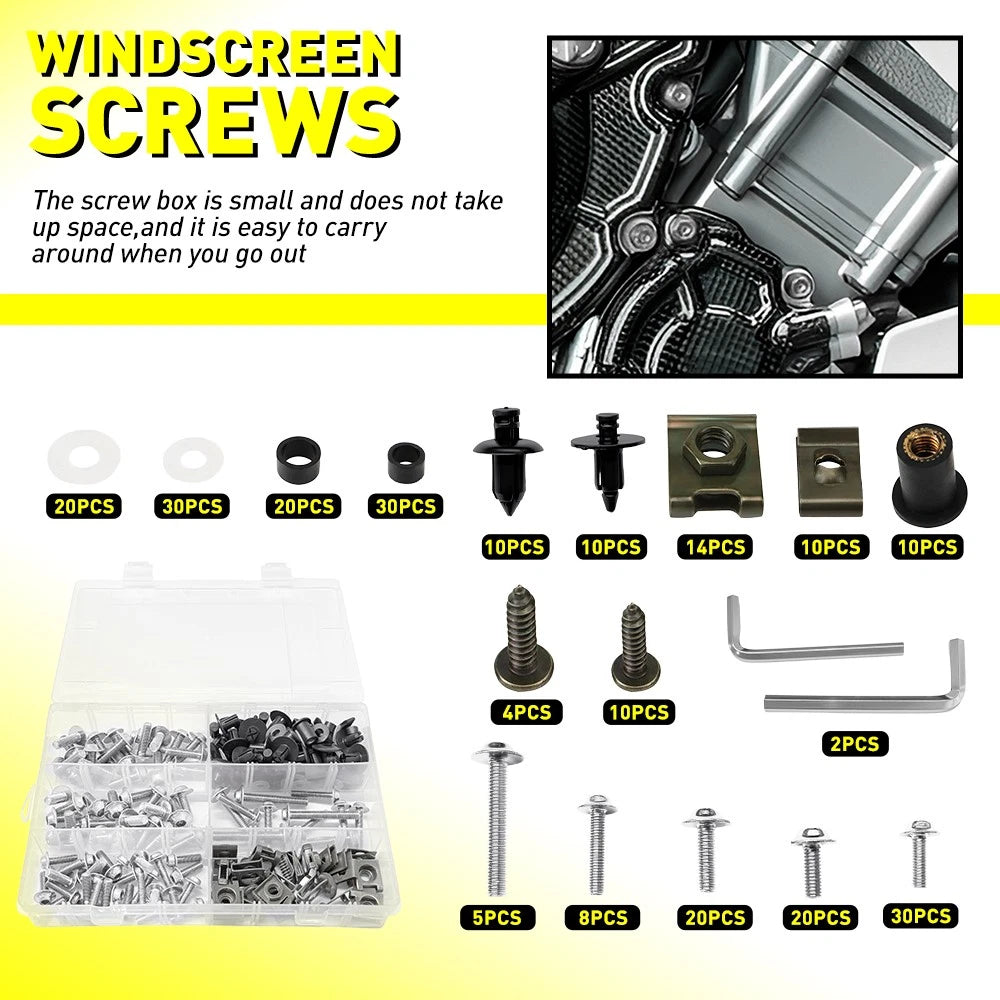 253pcs Fairing Bolts Bodywork Screws for Yamaha YZF R1 (1998–2021), YZF R6 (1999–2020)