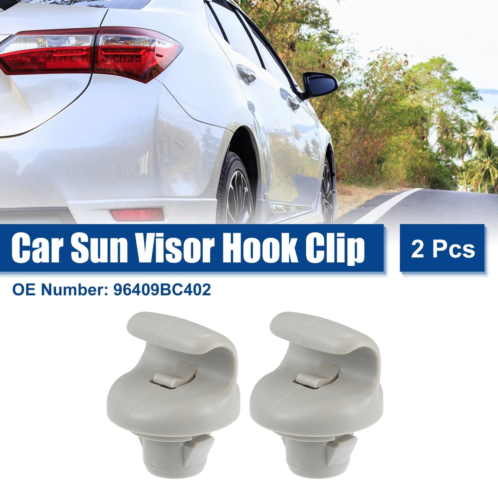 2X Sun Visor Clip Retainer for Infiniti FX35 (2003–2008) Gray
