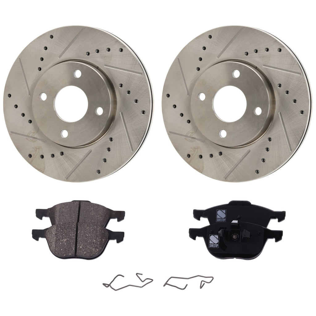 Front Brake Disc Rotors and Pads Kit for Ford Focus (2005–2007)