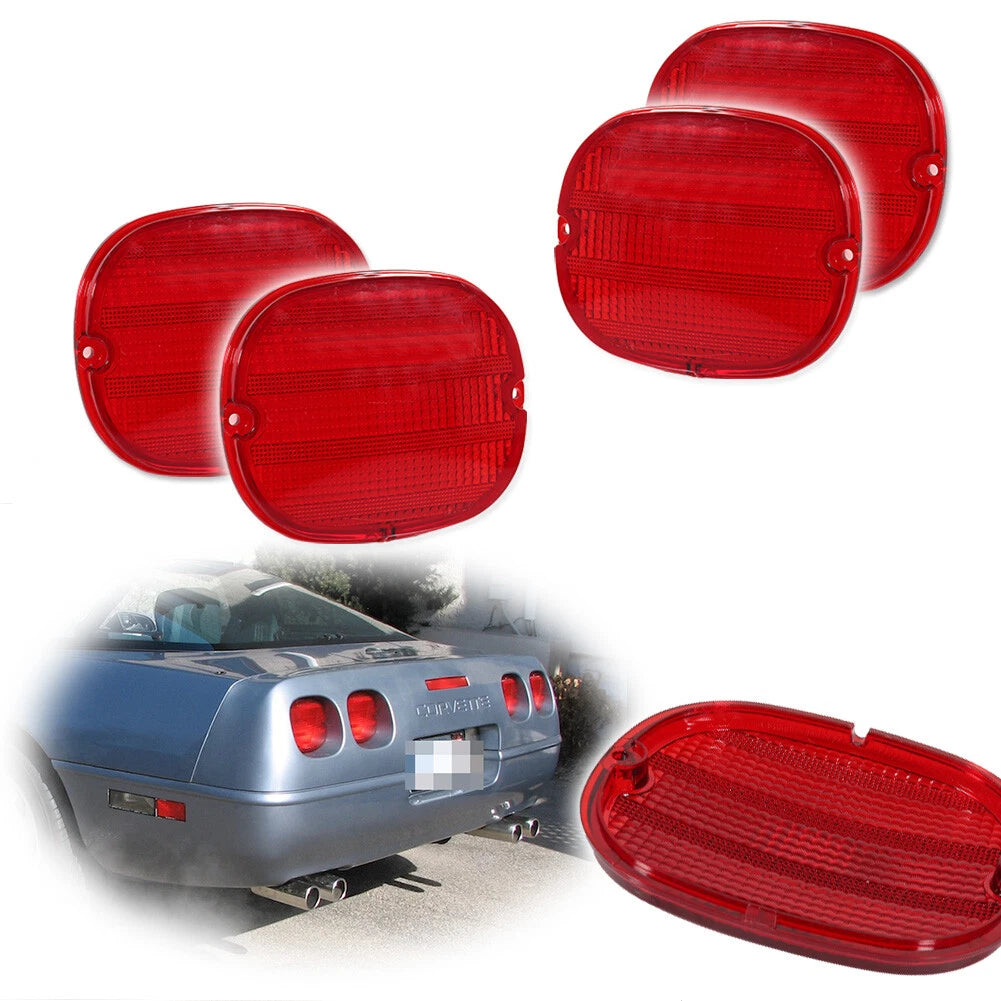 Set of 4 Red Tail Light Lenses for Chevy Corvette C4 (1990–1996)