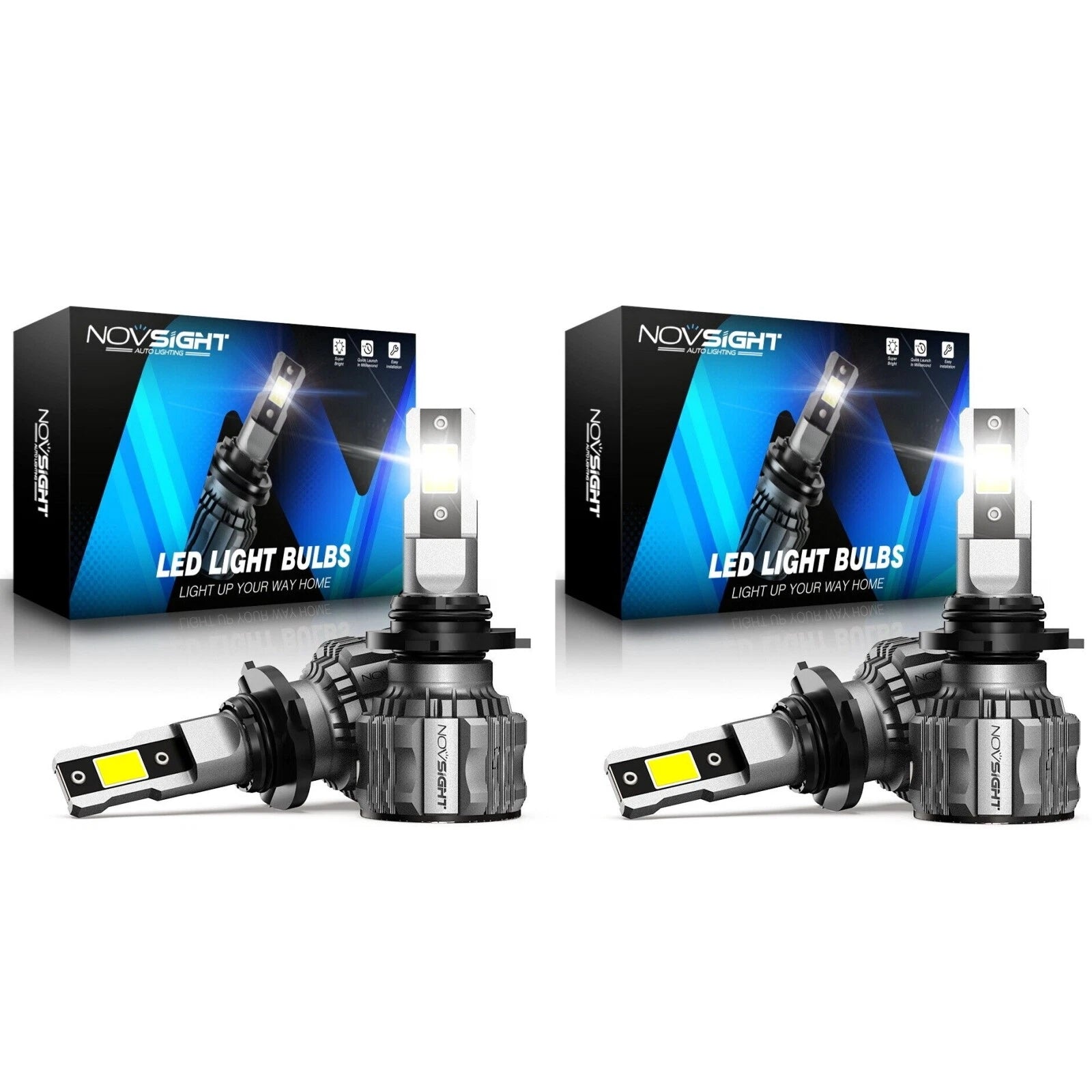 Set of 4 NOVSIGHT 9005 + 9006 LED Headlight Bulbs 6500K for High Low Beam