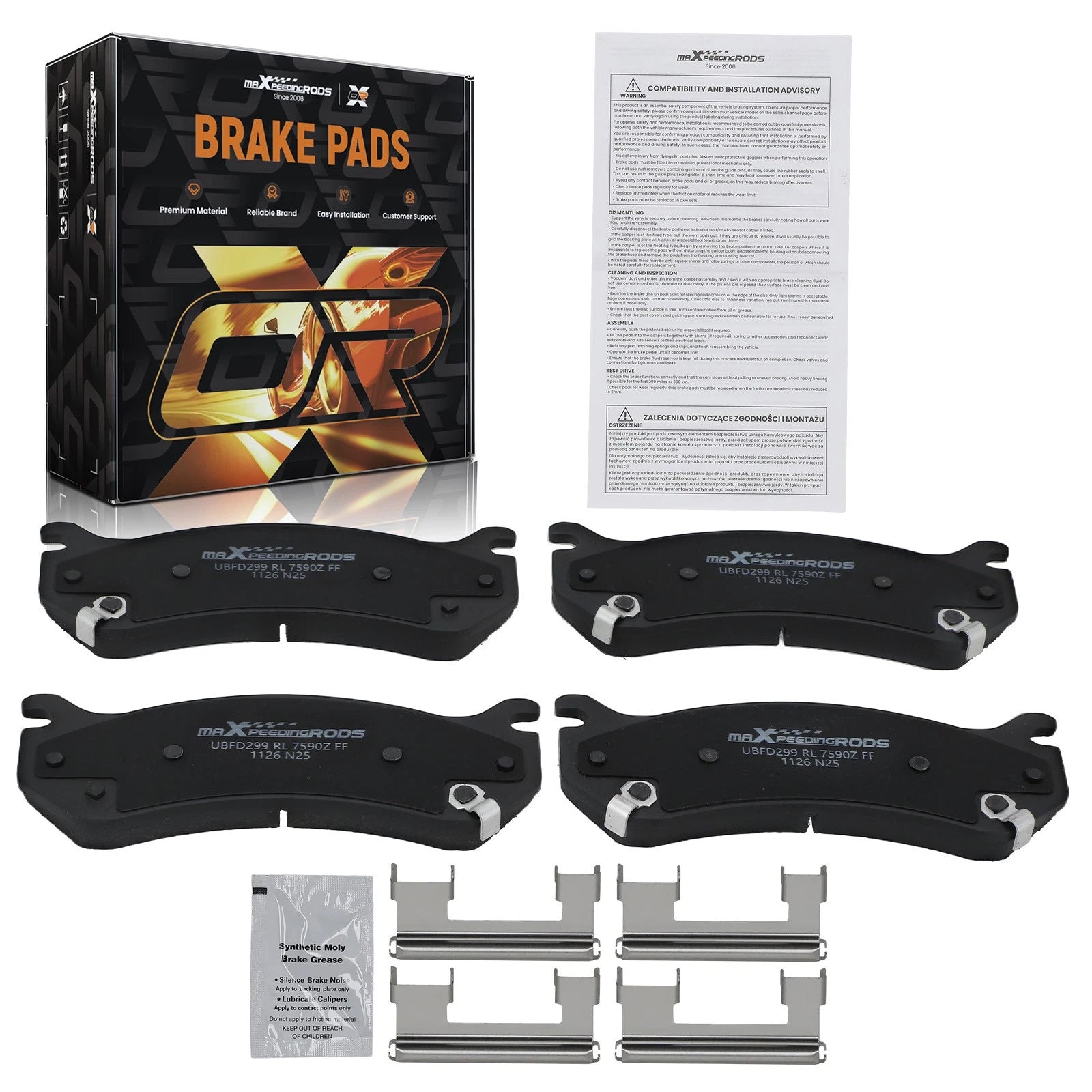 Set of 4 Ceramic Brake Pads for Chevy Avalanche Express Silverado (2001–2013) D785