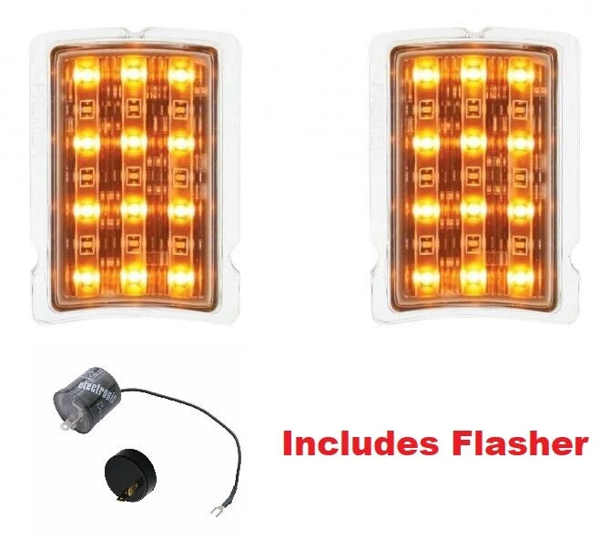 LED Front Turn Signal Parking Light Pair w Flasher for 1940 Ford Passenger Car