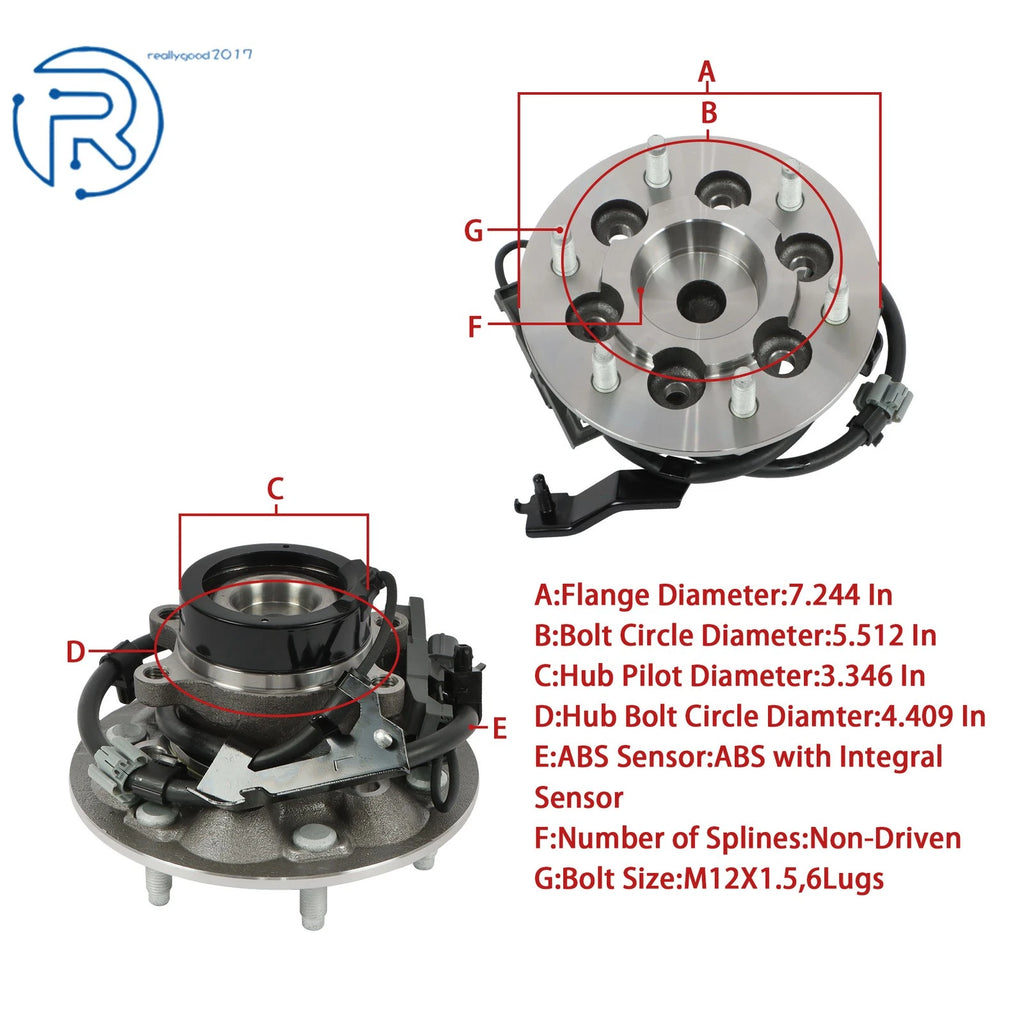 Pair Front Wheel Bearings and Hubs for Chevy Colorado GMC Canyon (2004-2012)