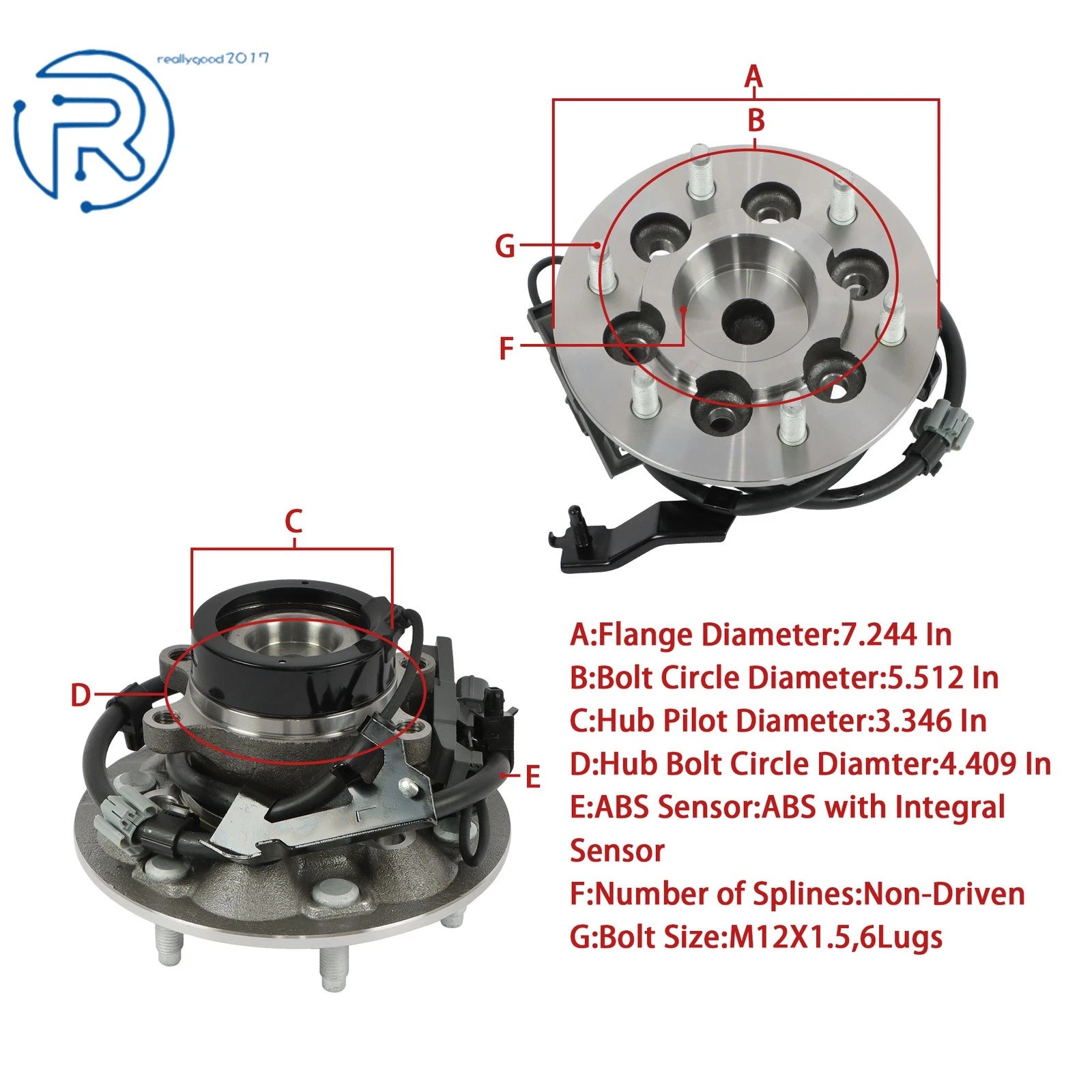 Pair Front Wheel Bearings and Hubs for Chevy Colorado GMC Canyon (2004-2012)