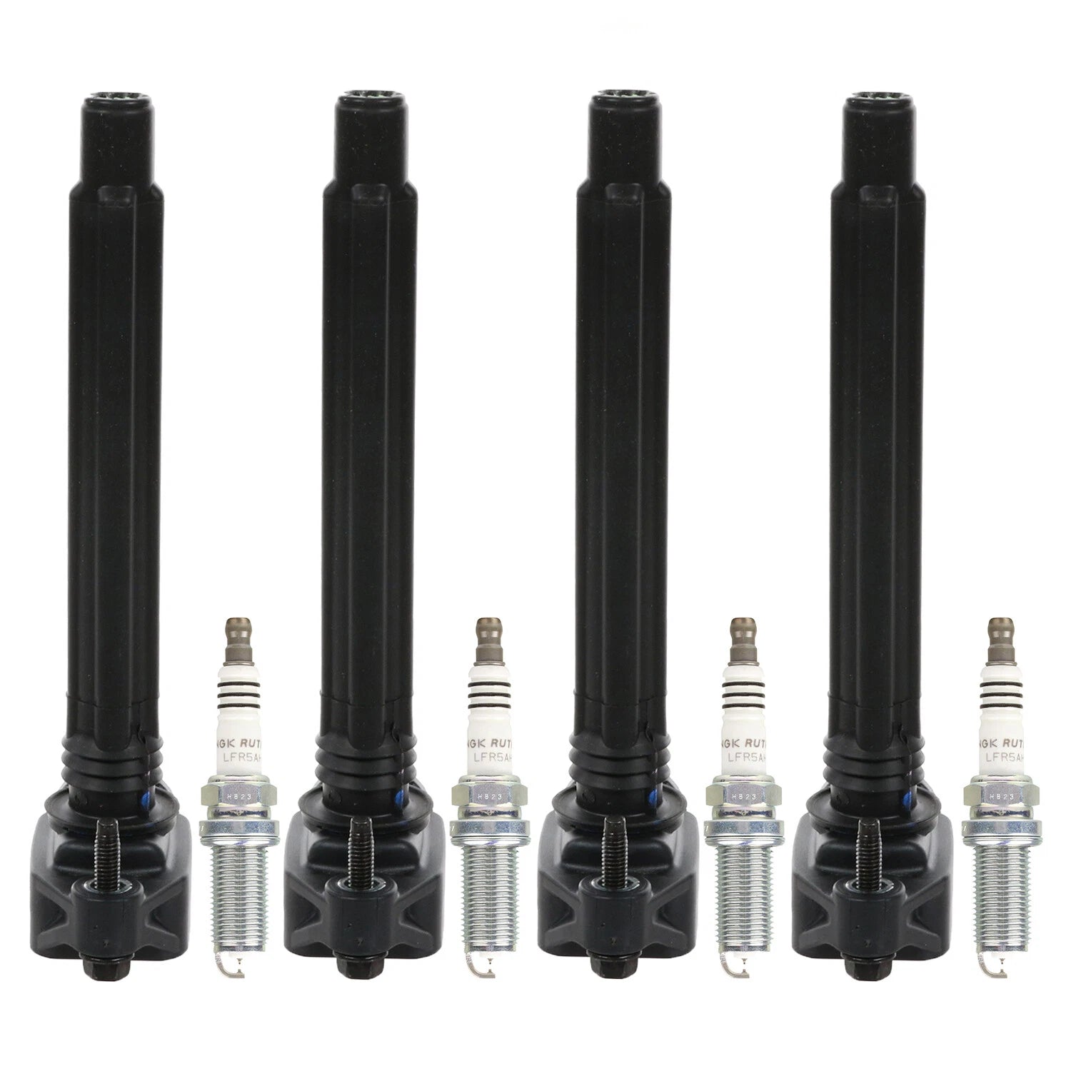 Set of 4 Ignition Coils & NGK Ruthenium HX Spark Plugs for Dodge Dart (2013–2016)