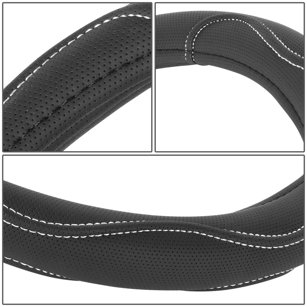 Steering Wheel Cover for - Matte Perforated Leather, White