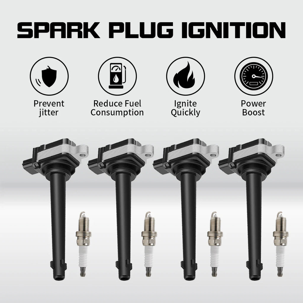 Set of 4 Ignition Coils & Iridium Spark Plugs for Nissan Sentra (2007–2008)