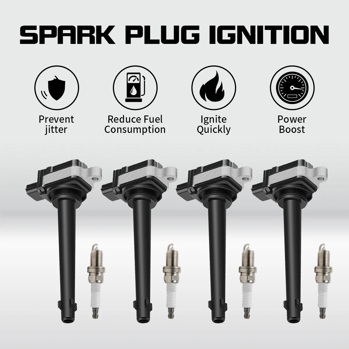 Set of 4 Ignition Coils & Iridium Spark Plugs for Nissan Sentra (2007–2008)