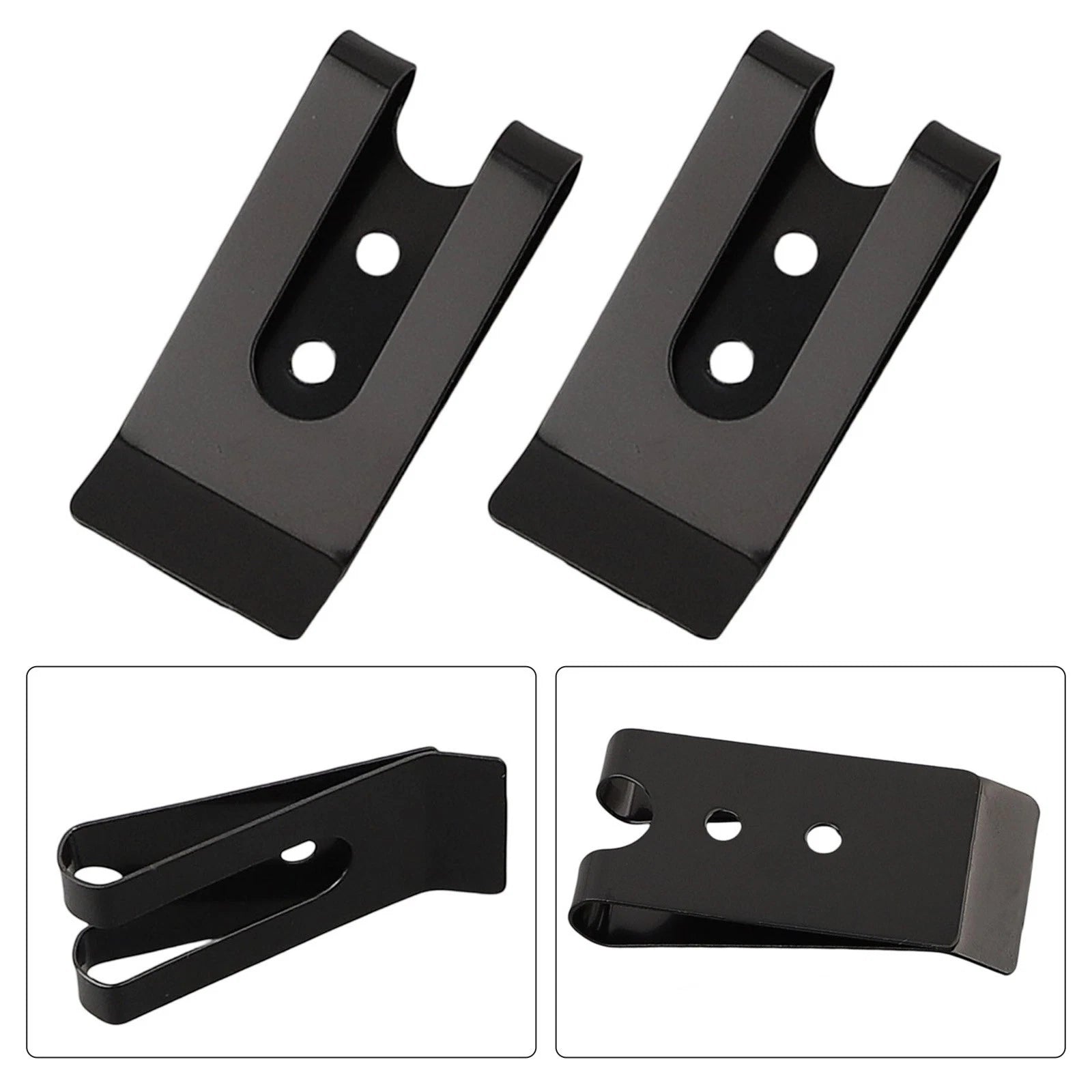 Set of 2 Belt Clip Hooks for Universal Use (57mm x 26mm) Black Coated
