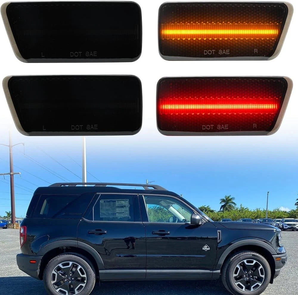 4X Smoked LED Front & Rear Bumper Side Marker Light for Ford Bronco Sport (2021–2024)