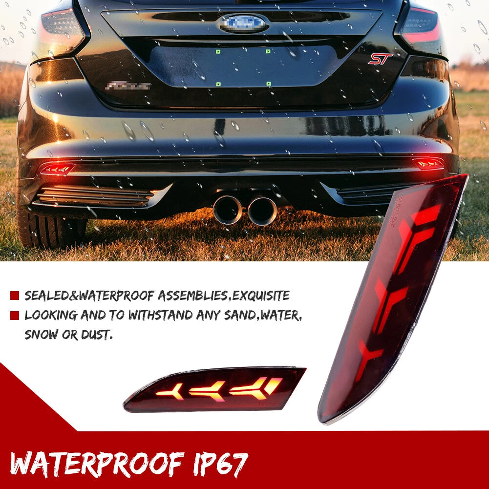 3-in-1 Rear Tail Fog Light with Sequential Turn Signal LED for Ford Focus (2012–2014)