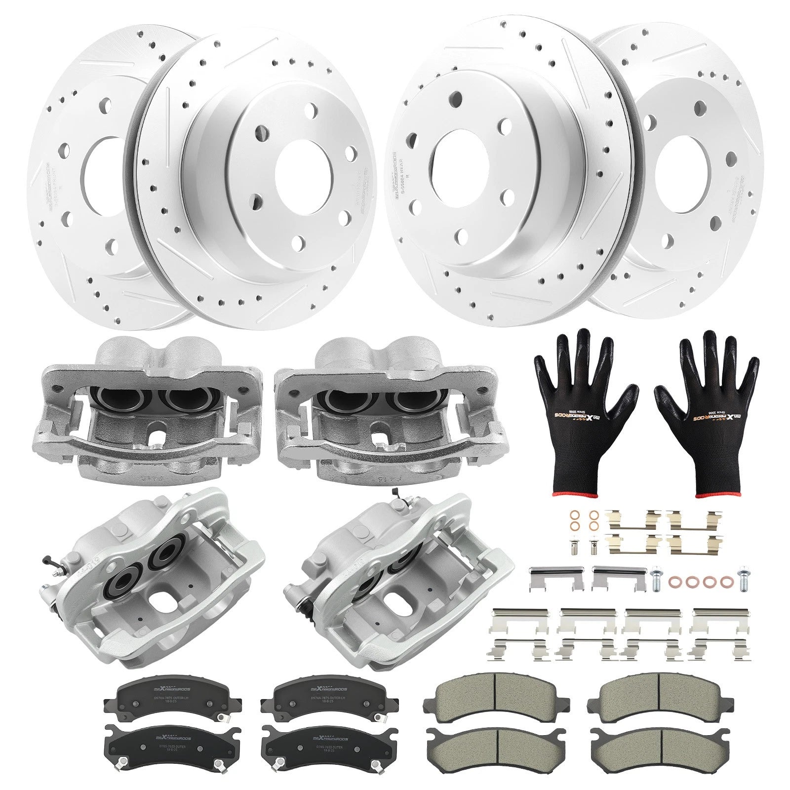 Front Rear Disc Brake Calipers Rotors w/Pads for Chevy Tahoe GMC Yukon (2002–2006)