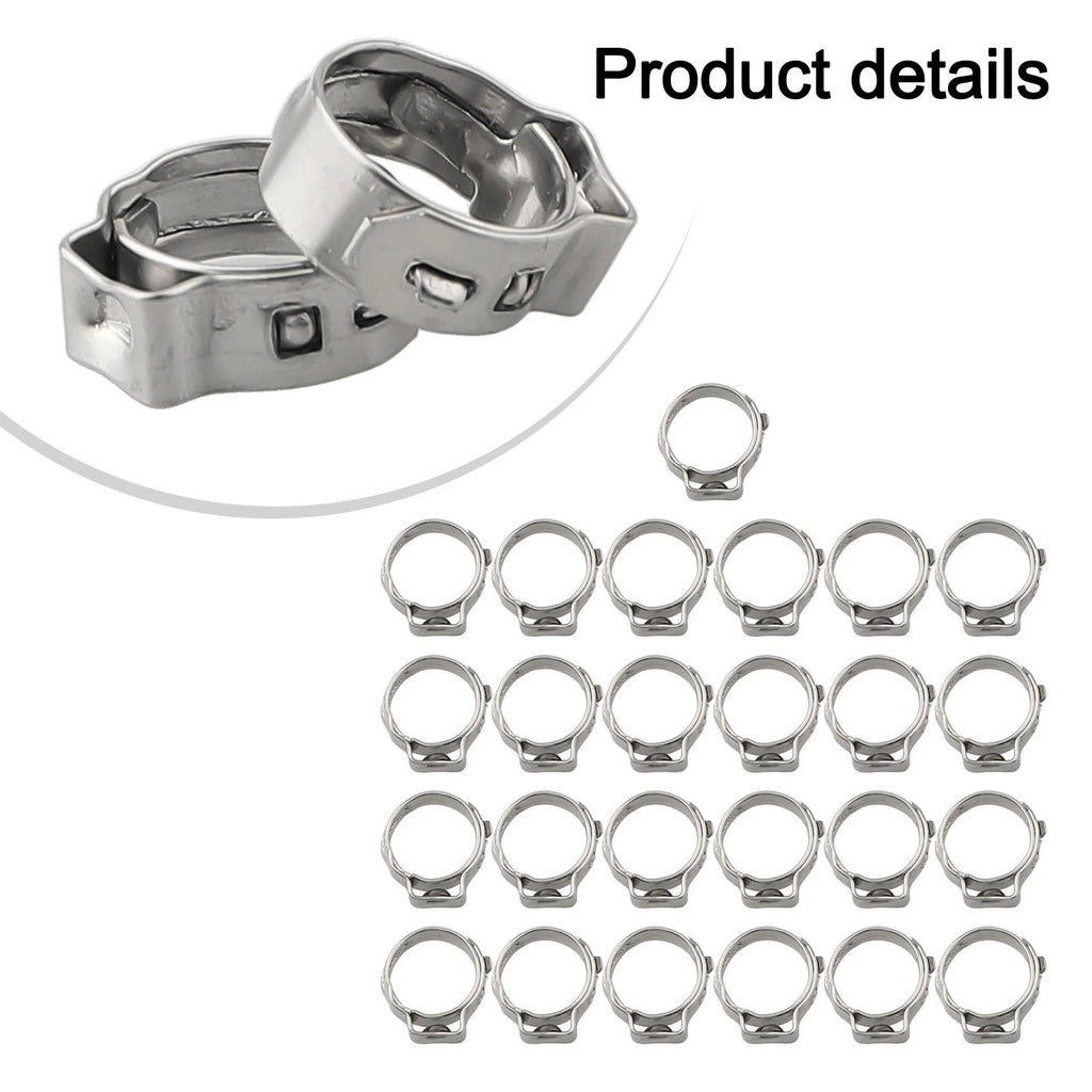 Set of 25 Stainless Steel Hose Clamps for Industrial Use