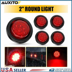 5pcs 2" DOT Red Round 9 LED Marker Lights for Truck RV