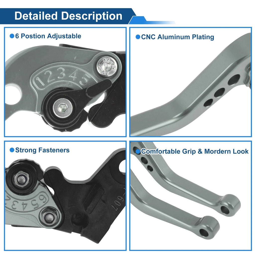 Adjustable Short Brake Clutch Levers for Honda CBF600/SA (2010–2013) Titanium Tone