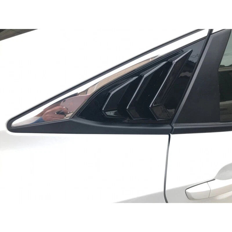 2X Black ABS Vent Quarter Side Window Louver Cover for Honda Civic (2016–2021)