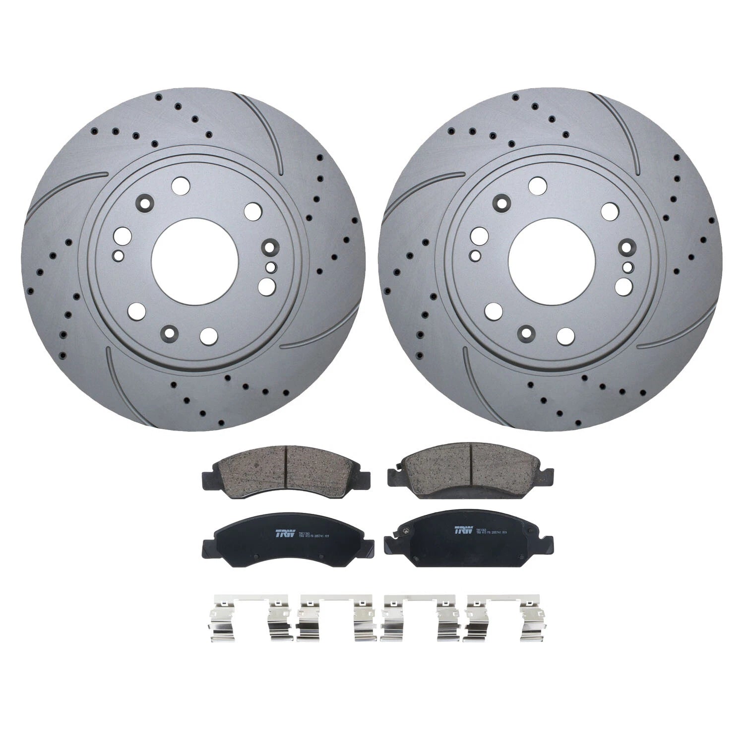 Front Brake Kit 330mm Drilled Rotors & TRW Ceramic Pads for Cadillac Chevy GMC