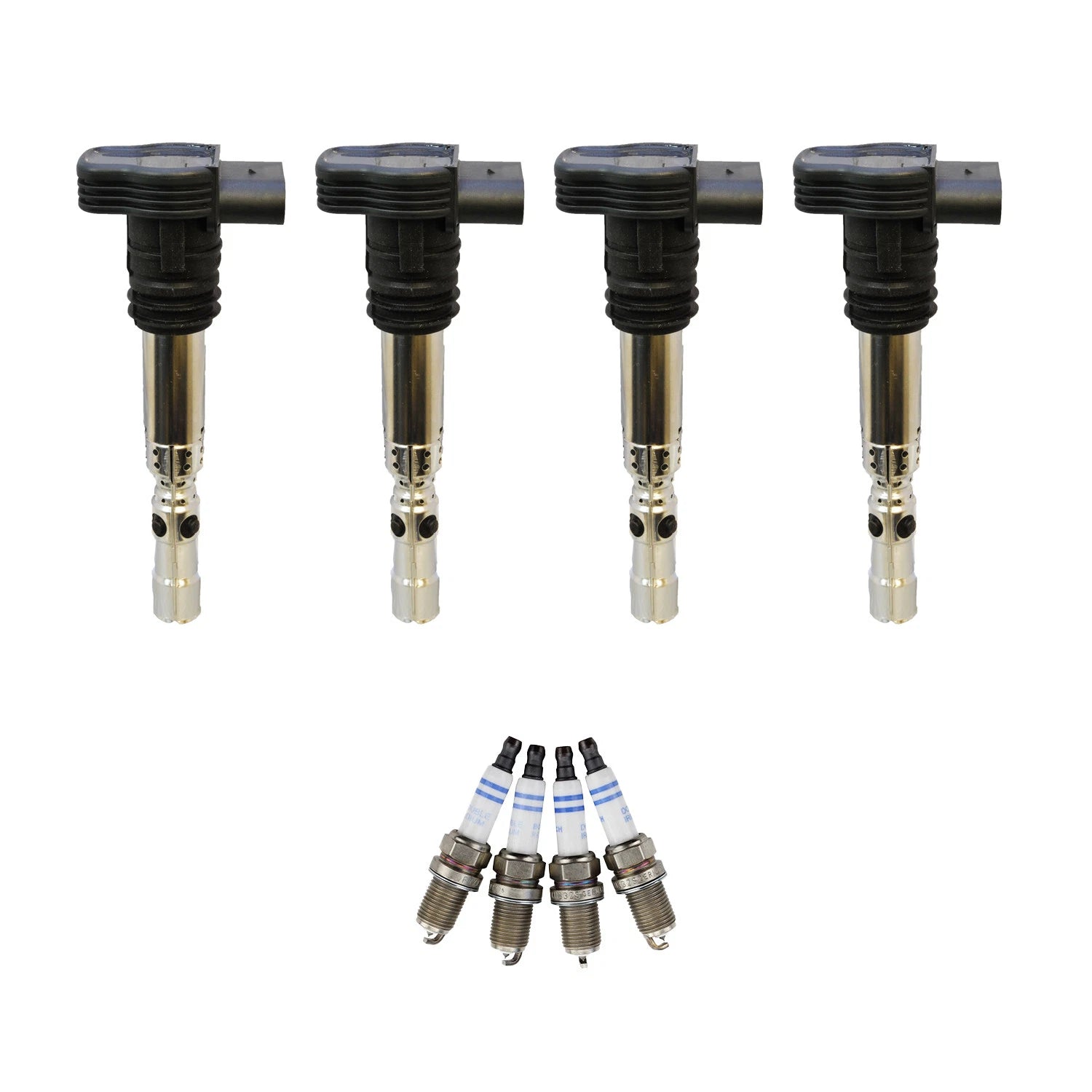 Set of 4 Ignition Coils & Spark Plugs for Audi A4, TT, VW Jetta, Passat (L4)