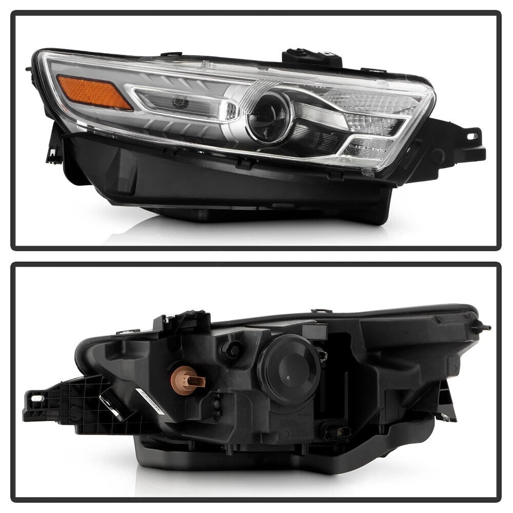 Halogen Headlight for Ford Taurus (2013–2014) HIR2 Bulb Right Chrome Bezel