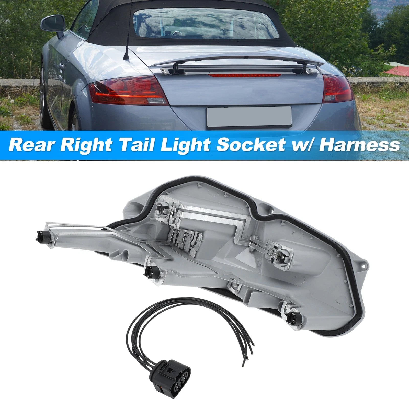 Set of 2 Rear Right Tail Light Socket Wiring Harness 8J0945258A for Audi TT (2006–2014)