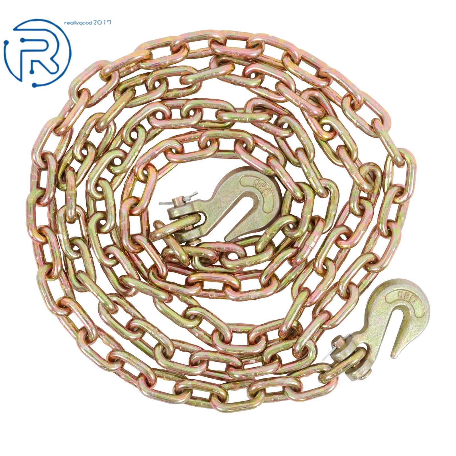 1 PC 5/16" × 10.3ft G80 Tow Chain with Hooks (4900 lbs)