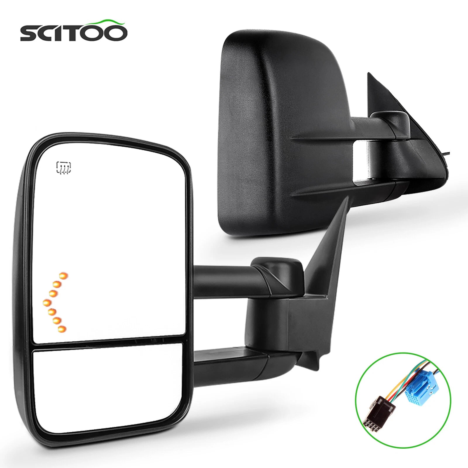 Pair of Towing Mirrors for Chevy Silverado (2003–2006) Power Heated LED
