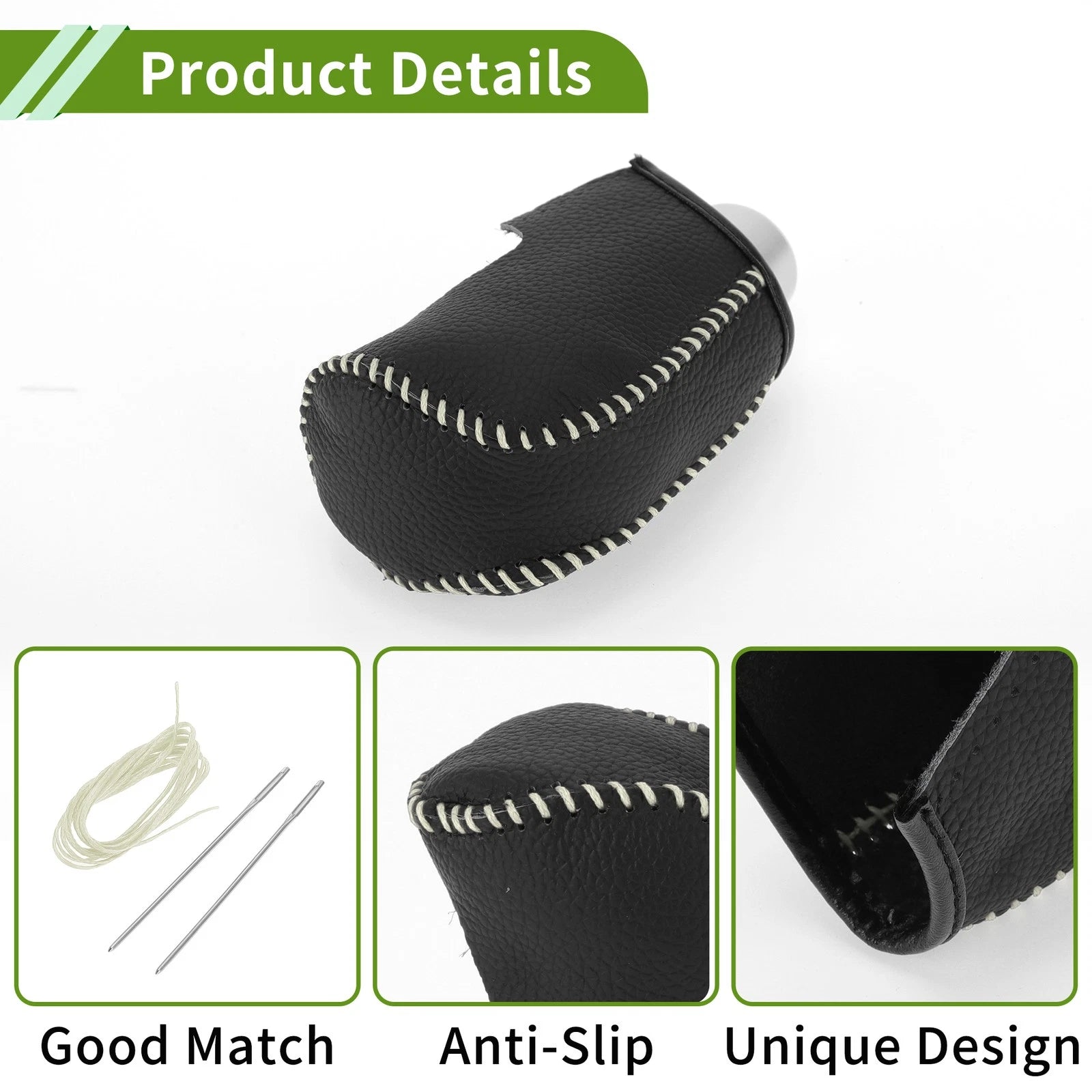 Gear Shift Knob Cover for Mazda 3 (2014–2018) Pebbled Black Beige Faux Leather