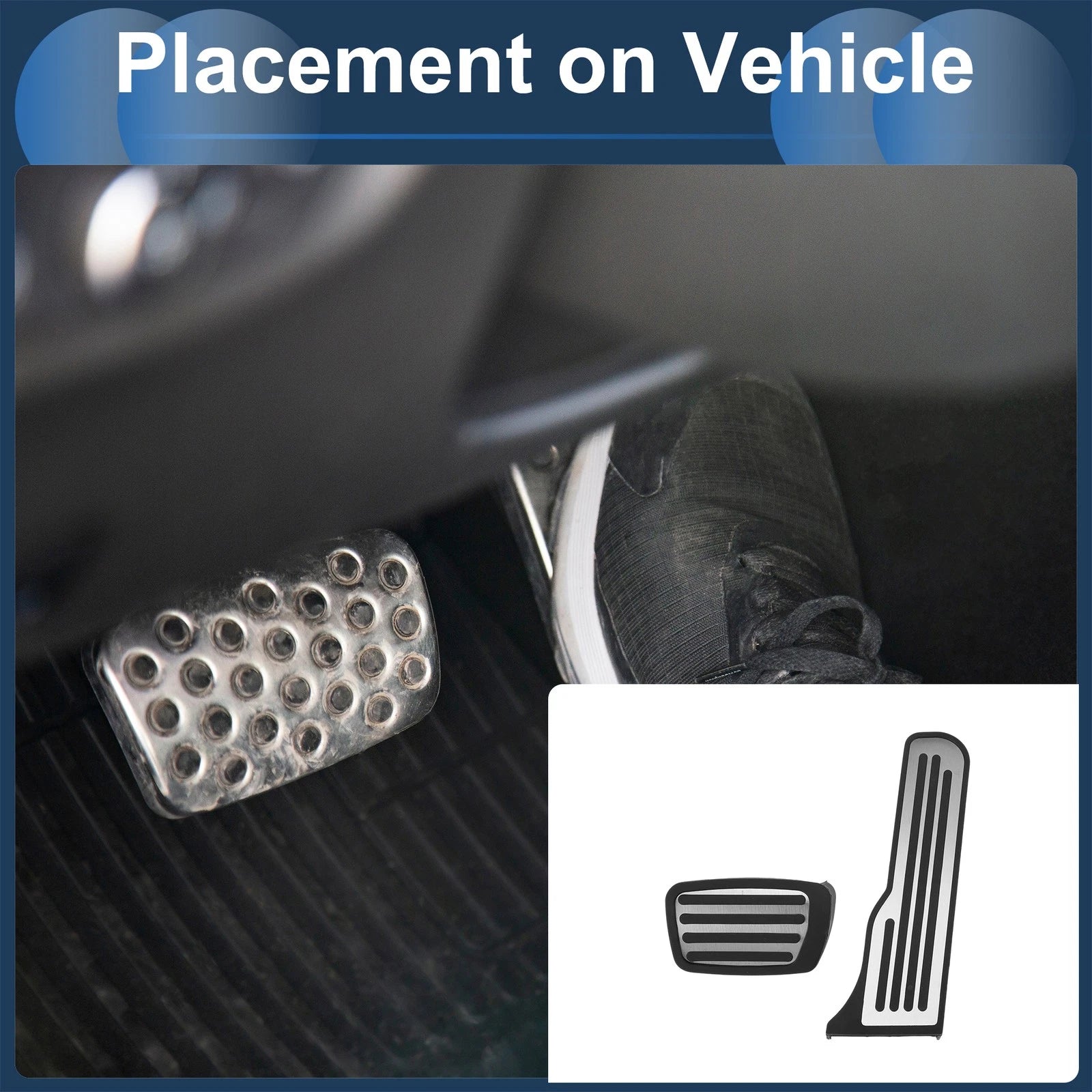2X Foot Accelerator Pedal Covers for Chevrolet Camaro (2016–2018) Silver Tone