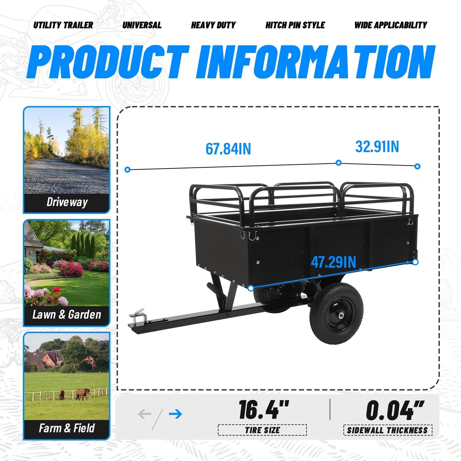 Heavy Duty Dump Cart for UTV ATV (750lb Capacity)