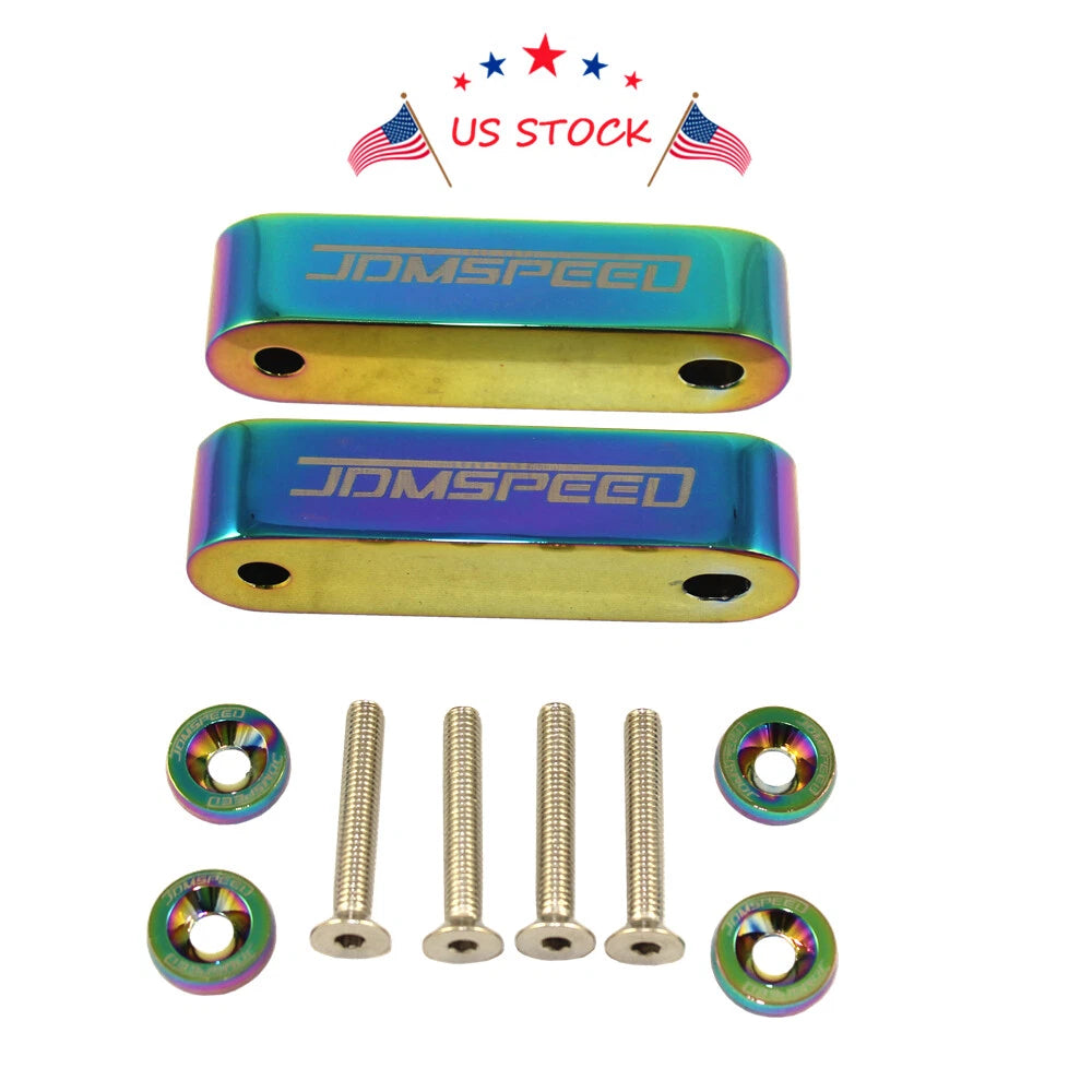 Set of 4 JDM Neo Chrome Hood Spacer Risers for Acura Integra (1990–2001) Honda Civic CRX (1988–2000)