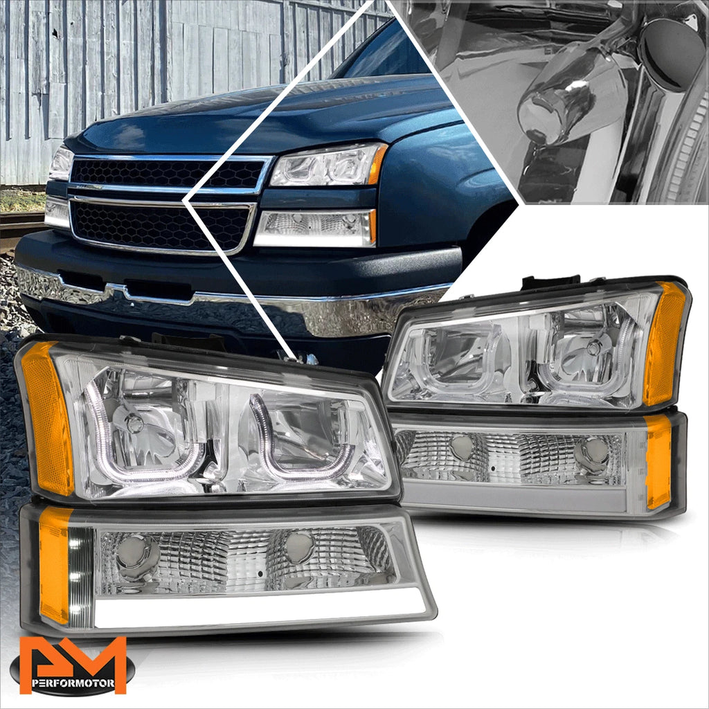LED DRL Bar Projector Headlights for GMC Sierra (2007–2014)