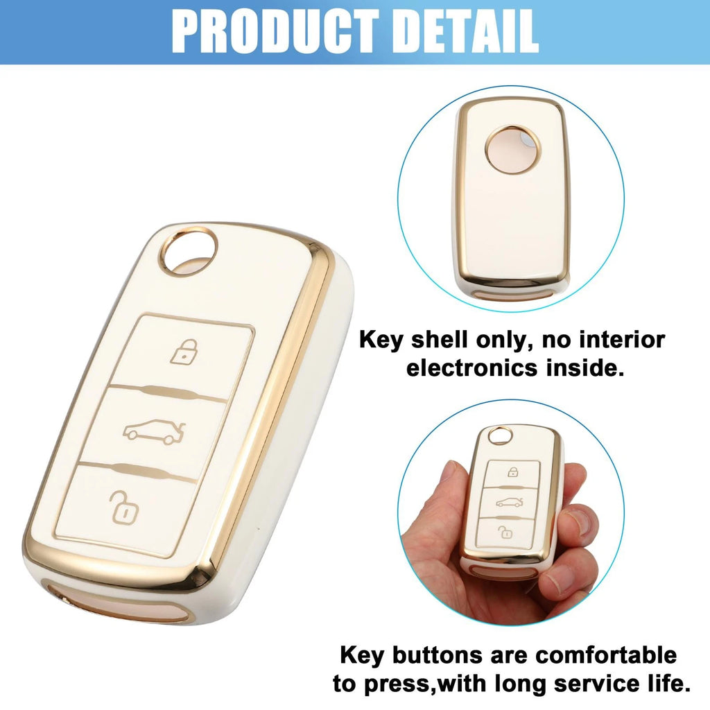 Silicone Key Fob Case Cover for Volkswagen Tiguan (2010–2017) White