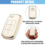 Silicone Key Fob Case Cover for Volkswagen Tiguan (2010–2017) White