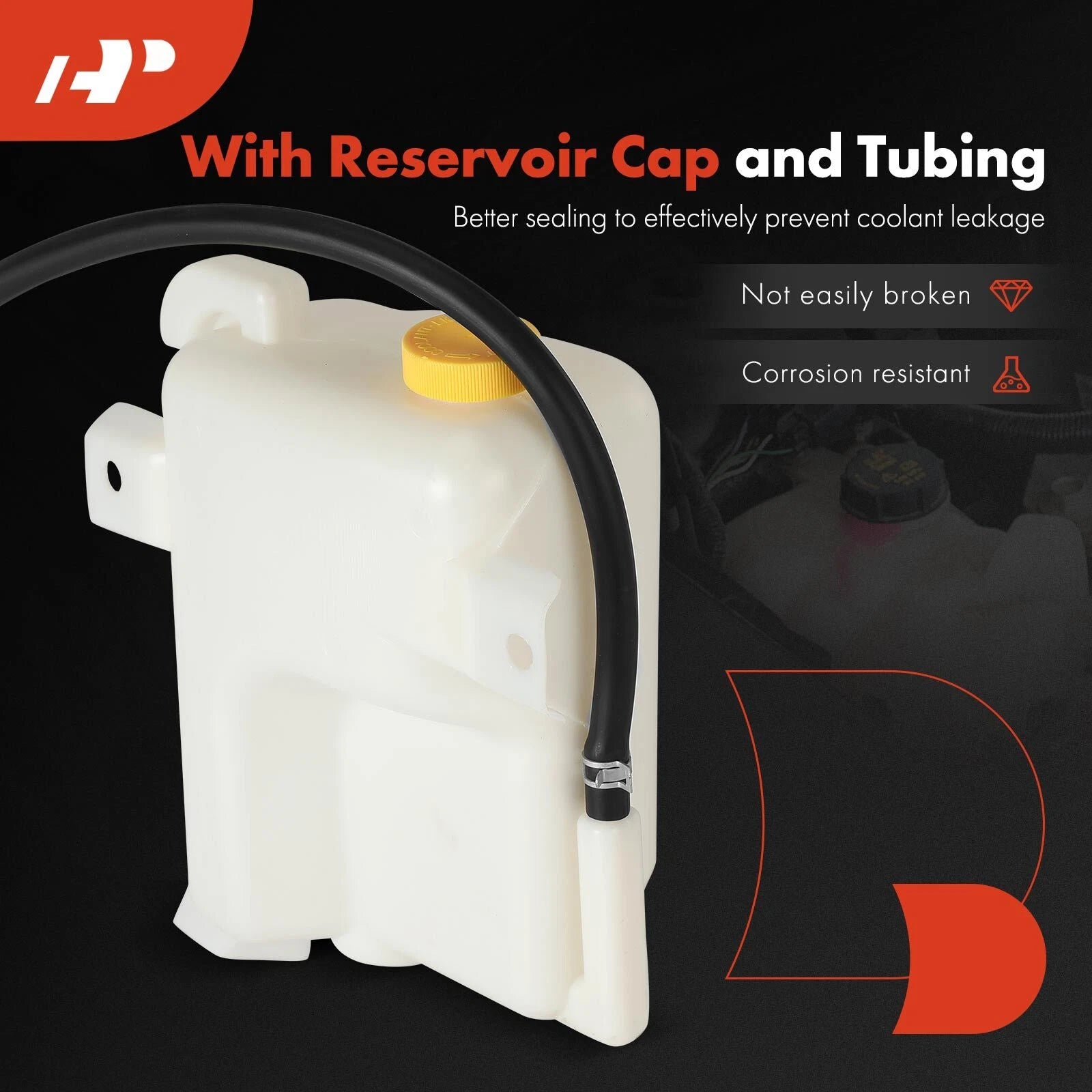 Front Engine Coolant Reservoir with Cap & Hose for Nissan Pickup (1998–2004)