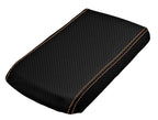 Console Lid Armrest Cover for Ford Ranger (1998–2004) Carbon Fiber Orange Stitch