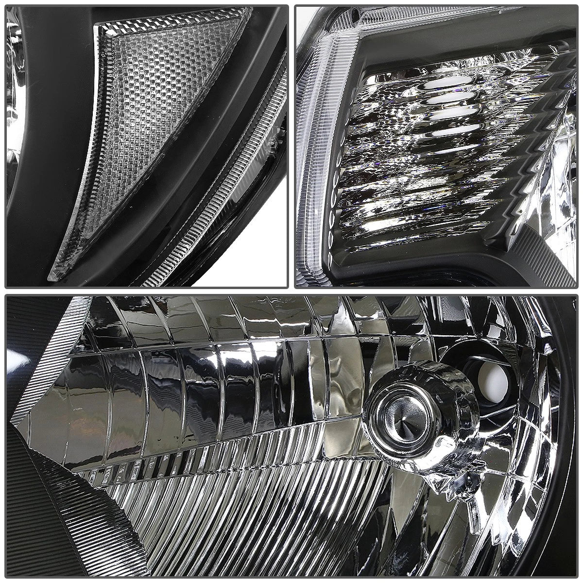 Black Housing Headlights + Clear Corner + Smoke LED Fog Light Kit for Toyota Tacoma (2012–2015)