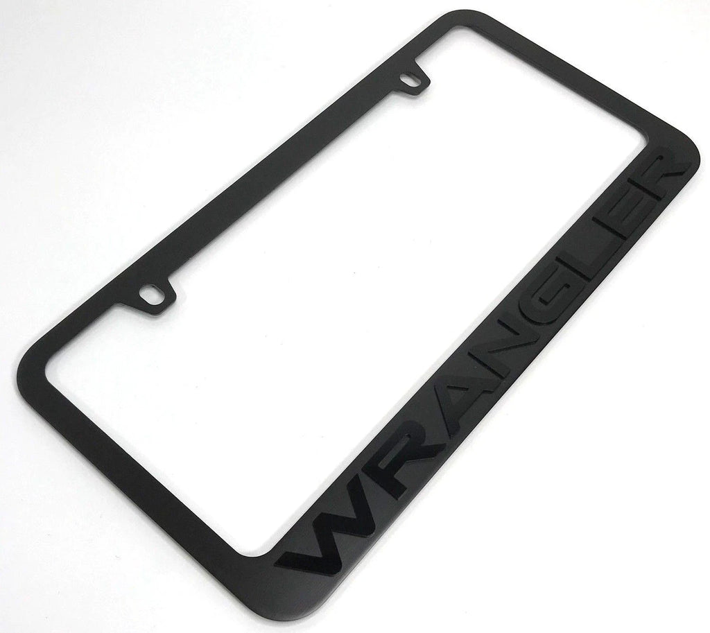 License Plate Frame Front for Jeep Wrangler (Black Matte Letters / Emblem) (2018–2024)