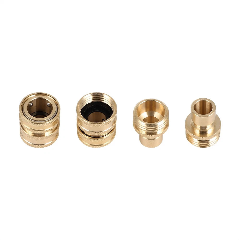Set of 2 Solid Brass 3/4" Garden Hose Quick Connect Connectors
