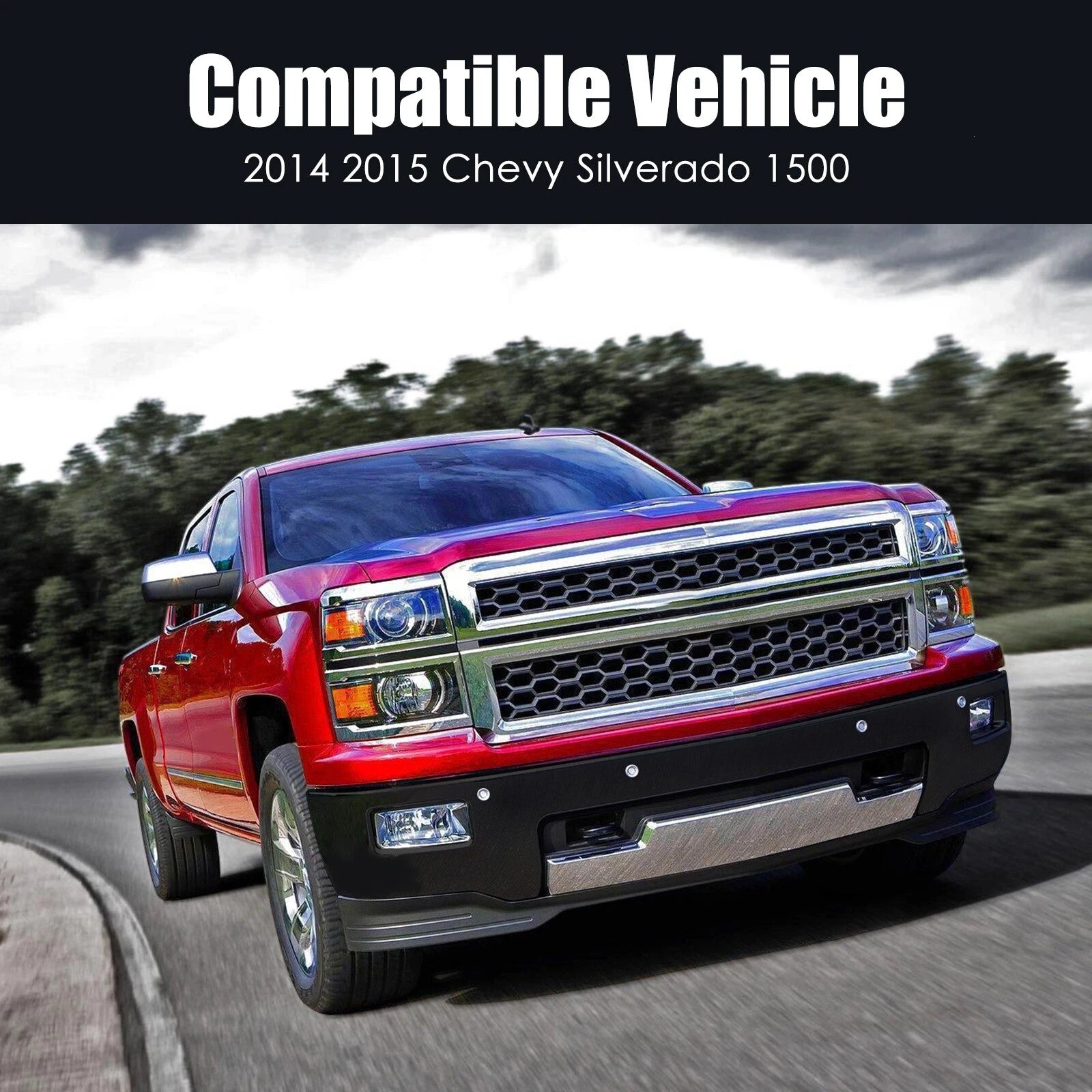 Black Steel Front Bumper for Chevy Silverado 1500 (2014–2015) with Sensor Holes