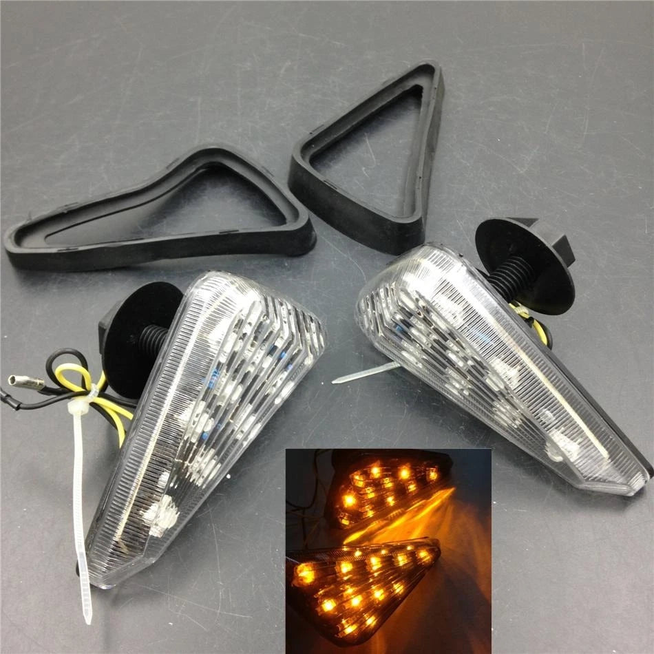 LED Flush Mount Turn Signal for Honda Suzuki Kawasaki Yamaha Motorcycle (Clear)
