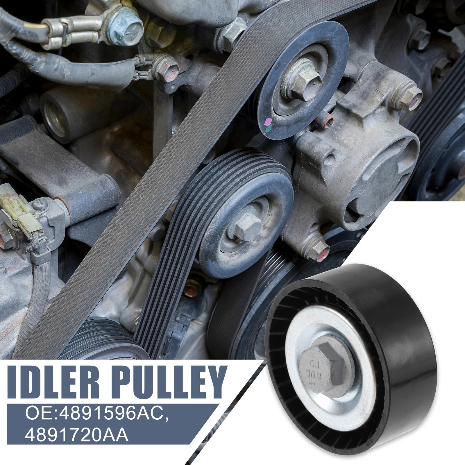 Accessory Drive Belt Idler Pulley for Dodge Journey (2009–2020) 4891596AC 4891720AA