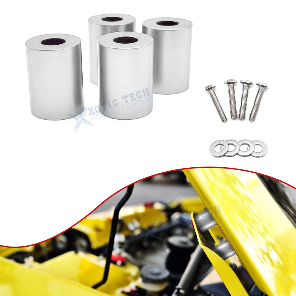 Engine Motor Hood Vent Spacer Riser for Silver Car (M8) (Aluminum Alloy)