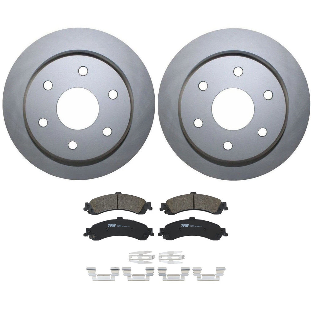 Rear Brake Kit 330mm Disc Rotors & TRW Ceramic Pads for Cadillac Chevy GMC