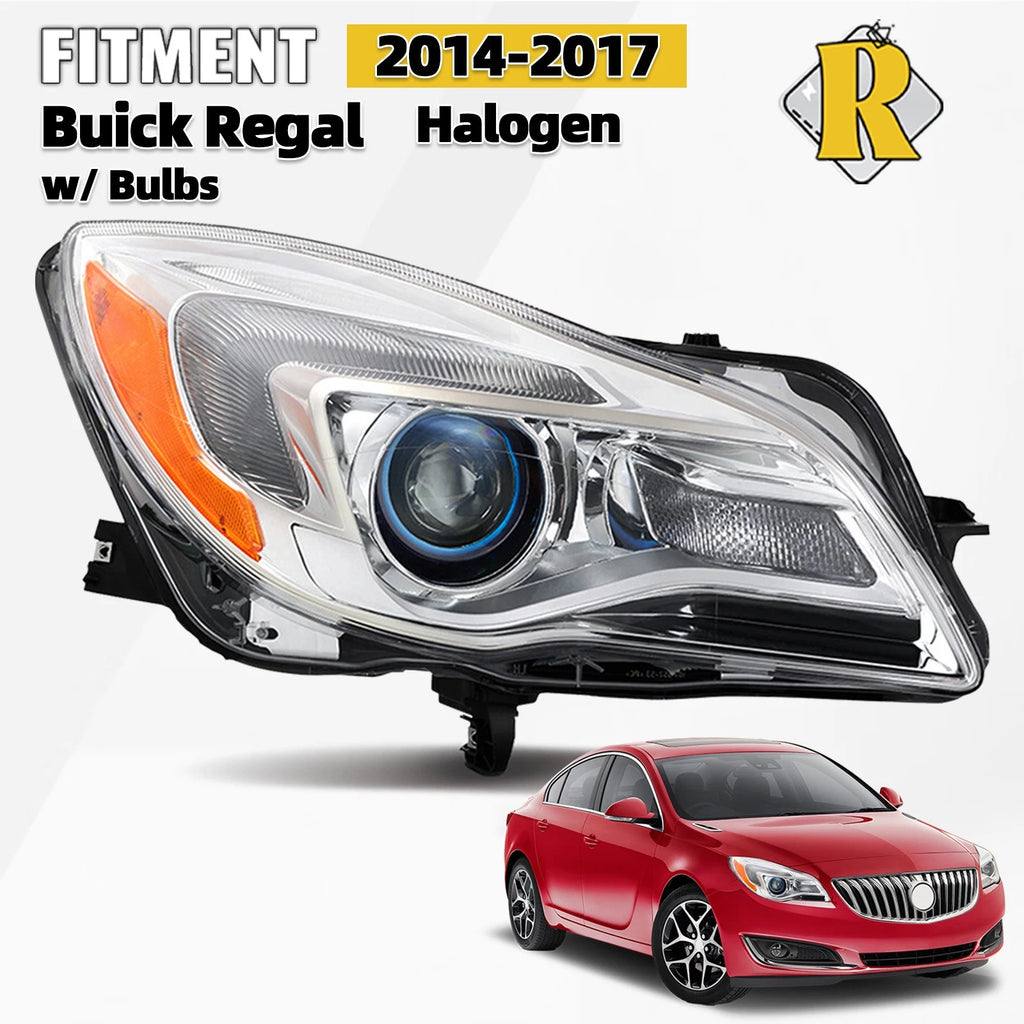 Halogen Headlight for Buick Regal (2014–2017) Chrome Right Passenger Side