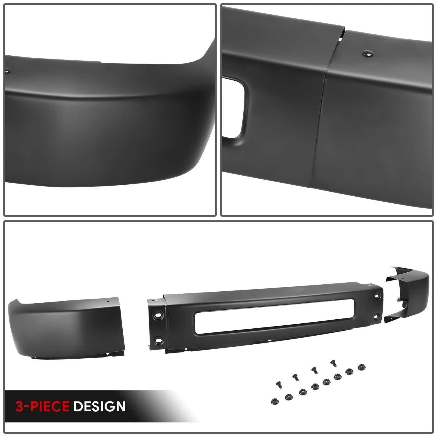 3-Piece Front Bumper Face Bar for Ford E-150 E-350 E-450 (2008–2019)