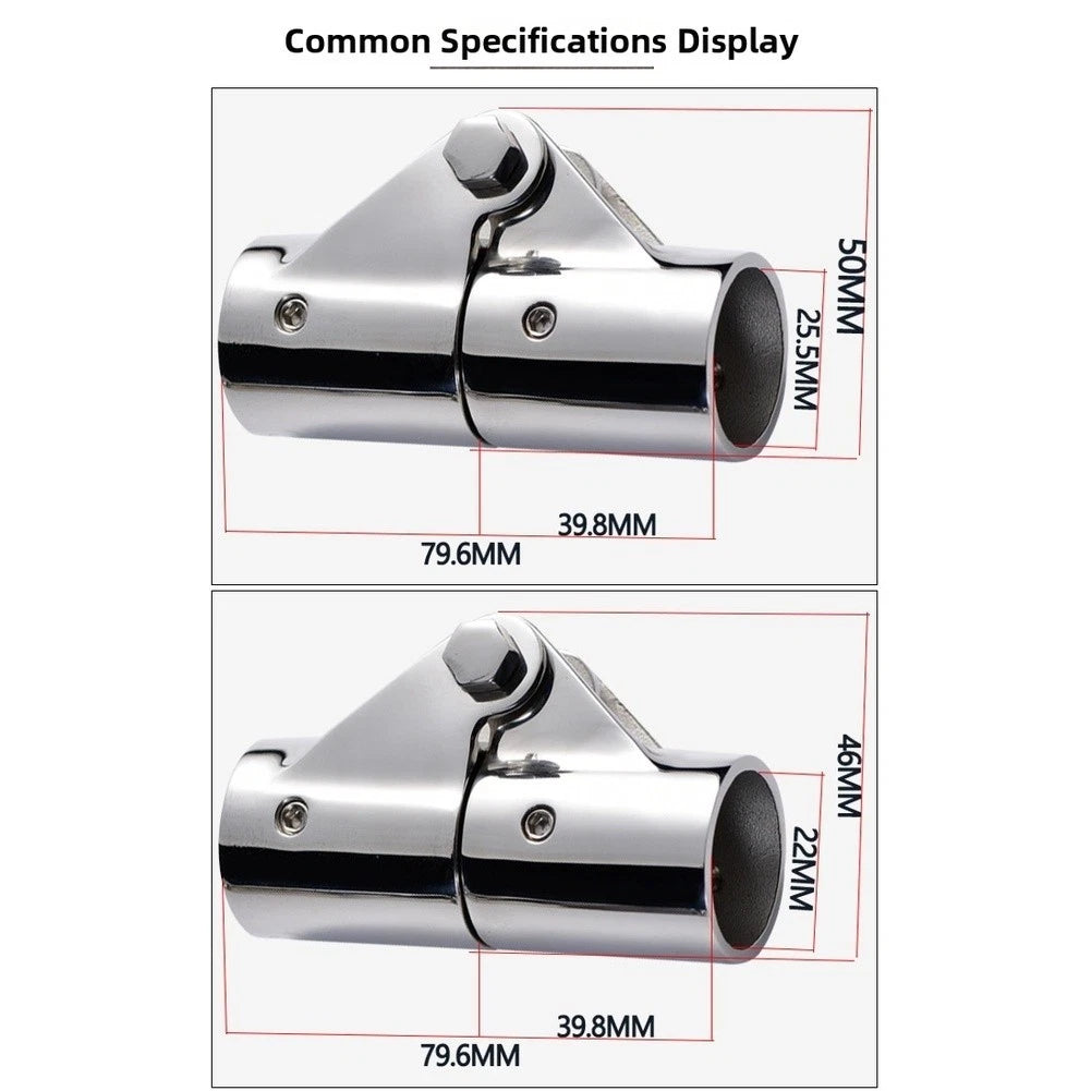 Boat Rail Fitting 22/25mm Folding Swivel Tube Connector 316 SS for Yacht