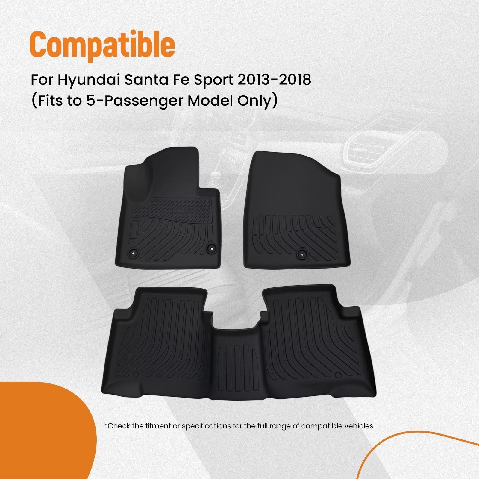 All Weather Floor Mat Set for Hyundai Santa Fe Sport (2013–2018)